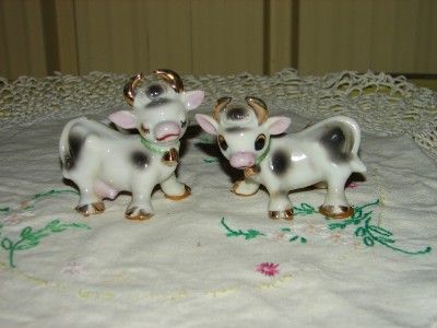 Vintage Cows with Horns Salt & Pepper Shakers Marked Japan  