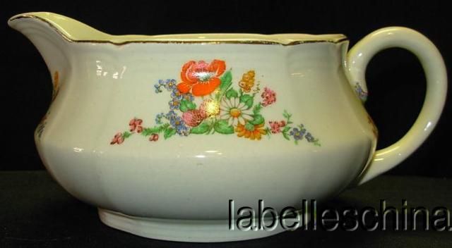 Alfred Meakin Gravy Boat   Multi Floral   trim wear  