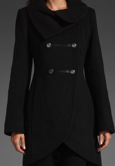 NWT$640 MACKAGE DIANA E BLACK CHEVRON WOOL COAT XS  