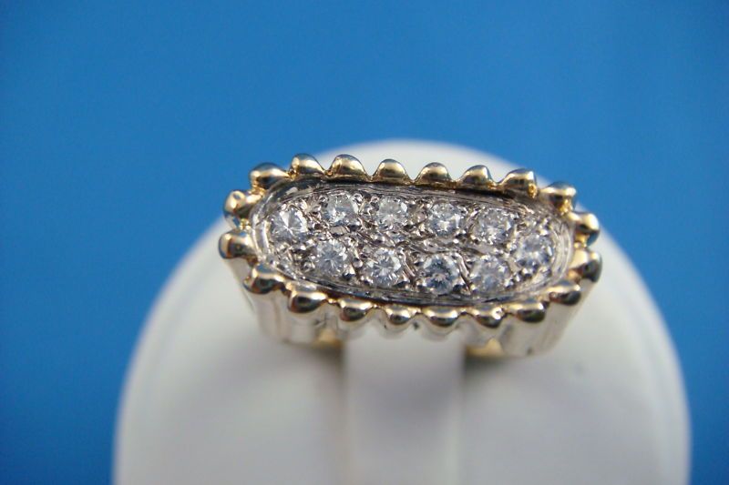 STRIKING HIGH SET LADIES PAVE DIAMOND UNUSUAL RING  