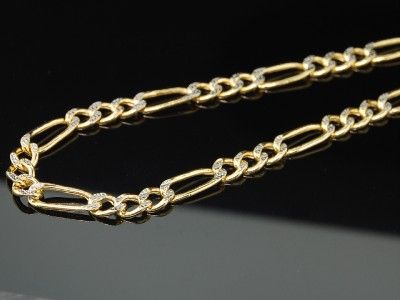 MEN 5MM YELLOW GOLD FIGARO LINK DIAMOND CUT CHAIN 30  