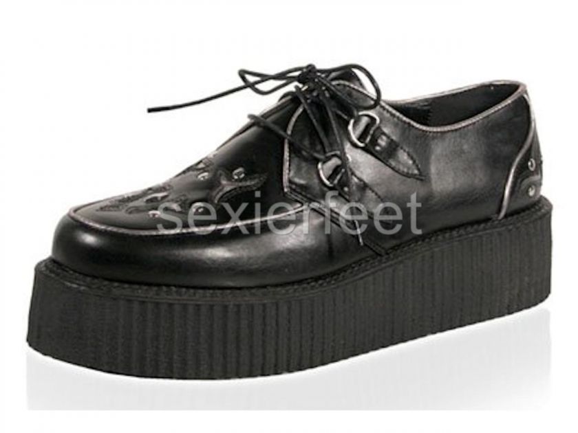   Metal Stud Veggie Pu Creeper Shoe. Color Black Pewter Pu