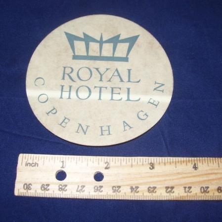 VINTAGE LUGGAGE LABEL STICKER ROYAL HOTEL COPENHAGEN  