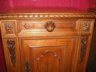 ITALIAN WALNUT ORIGINAL ANTIQUE CARVED NIGHT STANDS  