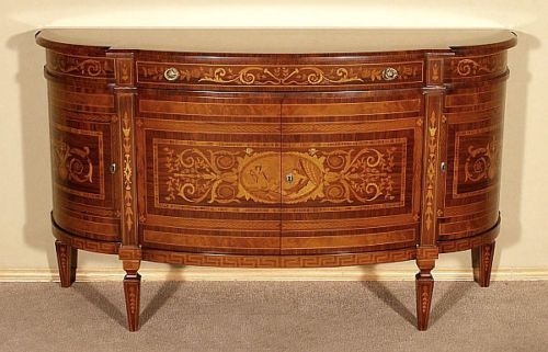 Italian Burl Walnut Inlaid Sideboard Buffet Server  