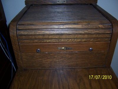 Antique Oak McCaskey Rolltop Cash Register Cabinet  