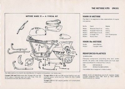 1974 Rickman MK3 Builder book + 1966 & 1974 brochures  