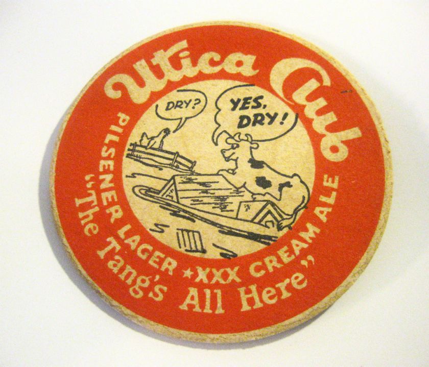   UTICA CLUB BEER 4 INCH COASTER WEST END BRG UTICA NY NEW YORK  