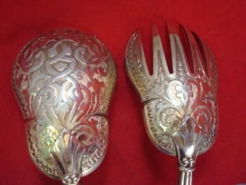 Viennese 800 Sterling Salad Set Vienna Austria c1872 90  