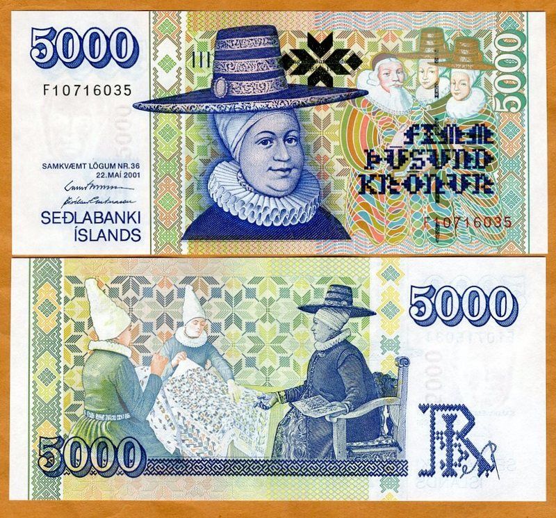 Iceland, 5000 (5,000) Kronur, 2001, P 60, New Sig. UNC  