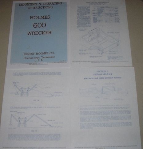 73 75 Ernest Holmes 600 Wrecker tow truck Servic Manual  
