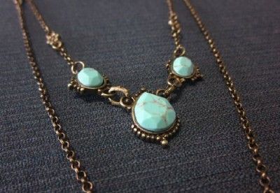 Lucky Brand Multi Layered Blue Turquoise Necklace  