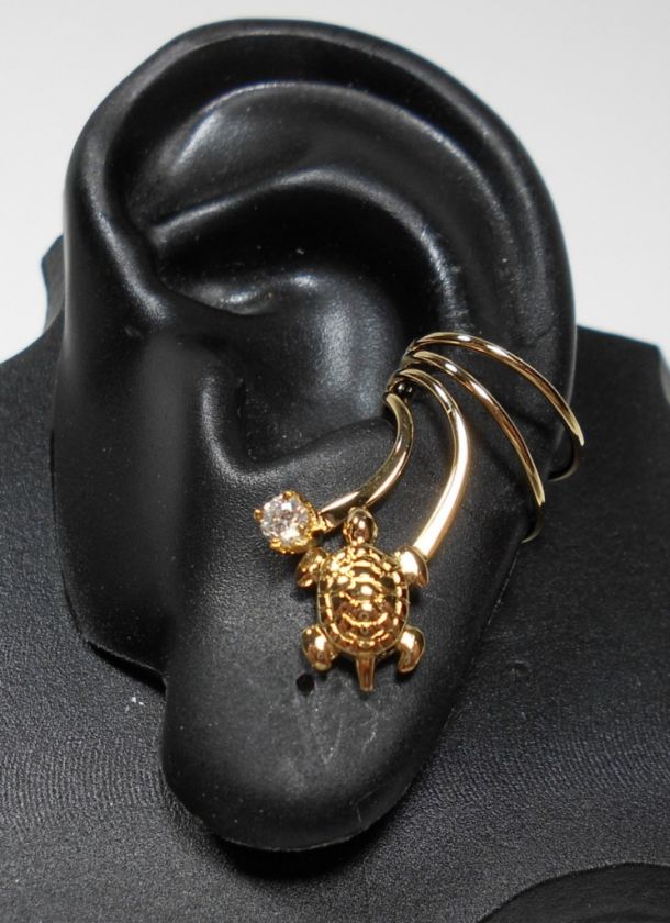 Short Wave Turtle w/Cubic Zirconia Ear Cuff Wrap Charm  