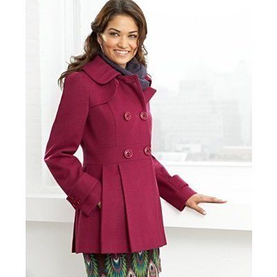 GUESS by Marciano Pea Coat, Fuchsia, Jacket Wool, L  