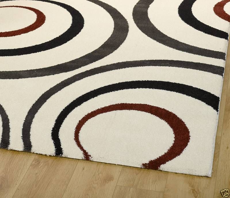 NEW LARGE MODERN CREAM RED BLACK X CIRCLES 120X170 RUGS  