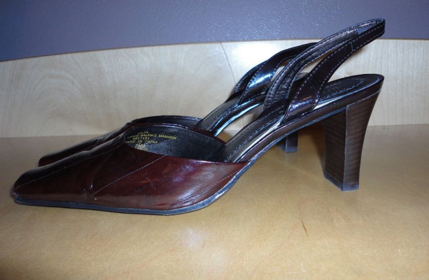 LIZ CLAIBORNE* WOMENS EEL SKIN LEATHER HEELS SHOES SLINGBACKS PUMPS 7 