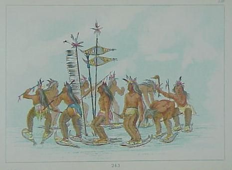     CHROMOLITHOGRAPH   SNOW SHOE DANCE   VINTAGE   1913   PLATE #138