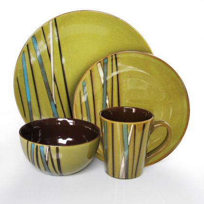 American Atelier Stix Green 16 Pc Dinnerware Set New 088235954770 