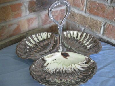 Vintage IRVINGWARE Chrome Plated Tri Shell Serving Tray  