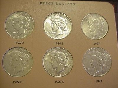 1921 1935 COMPLETE PEACE SILVER DOLLAR SET ALL AU/BU TAKE A LOOK 