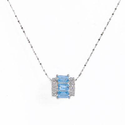 ct Swiss Blue Topaz 925 Silver Pendant 18 Necklace  
