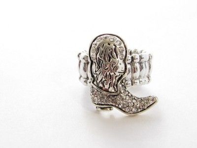 Boot Western Cowgirl Stretch Ring Fashion Jewelry  