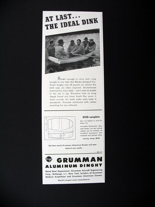 Grumman Aluminum Dinghy 8 1/2 ft Dink Boat 1947 Ad  