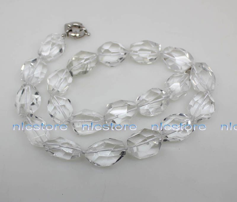 Natural faceted clear Quartz / white crystal necklace  