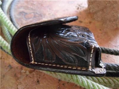 CELL PHONE CASE / HOLDER TOOLED WESTERN DARK BROWN LEATHER  