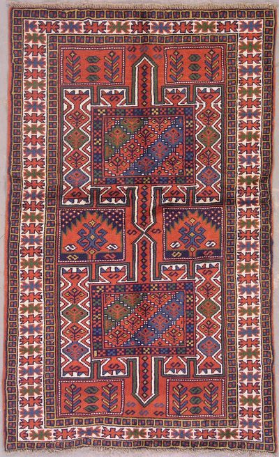 4x6 RUST IVORY PERSIAN TRIBAL WOOL AREA RUG CARPET  