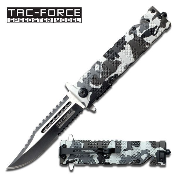 Spring Assist   Knife   Snow Camo Tactical Fighter  