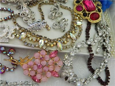 GORGEOUS Vintage ** Rhinestone CRAFT ~ CREATE LOT ** Costume Jewelry 