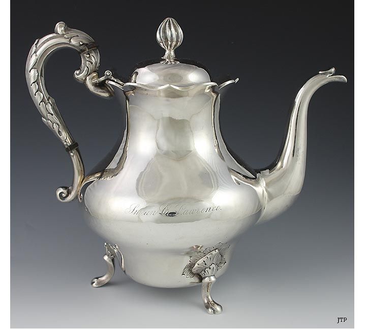 1849 Victorian Coin Silver Teapot Jones, Ball & Poor  