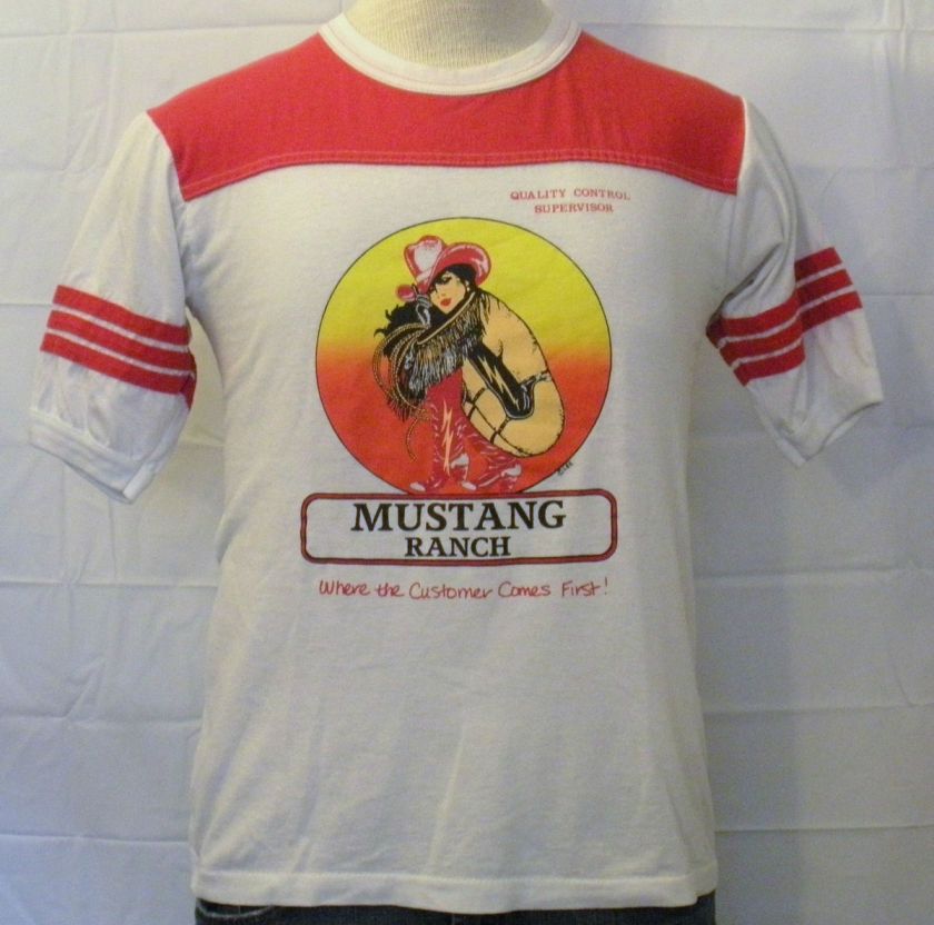 VTG Super RARE 80S MUSTANG RANCH SEXY WOMEN Alore Jersey Men SMALL T 