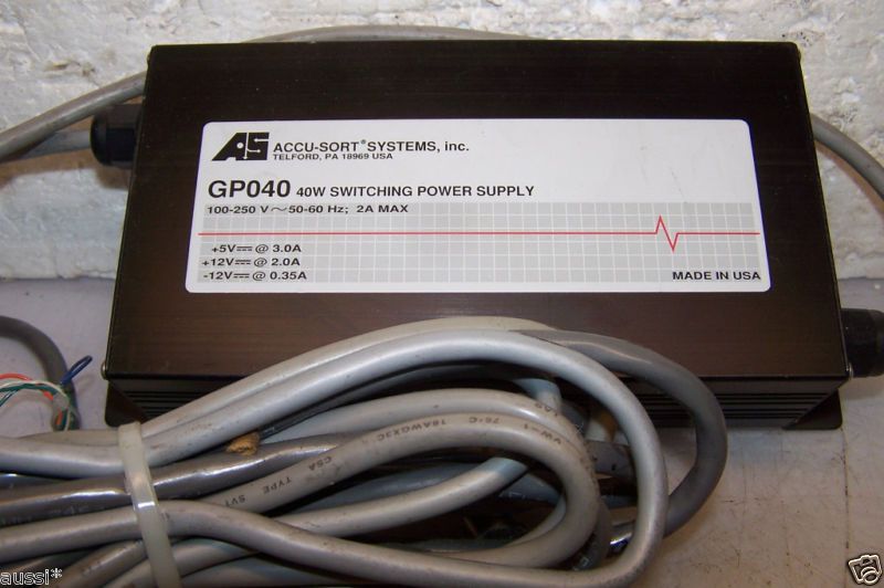 ACCU SORT GP040 SWITCHING POWER SUPPLY & CABLES GP040A  
