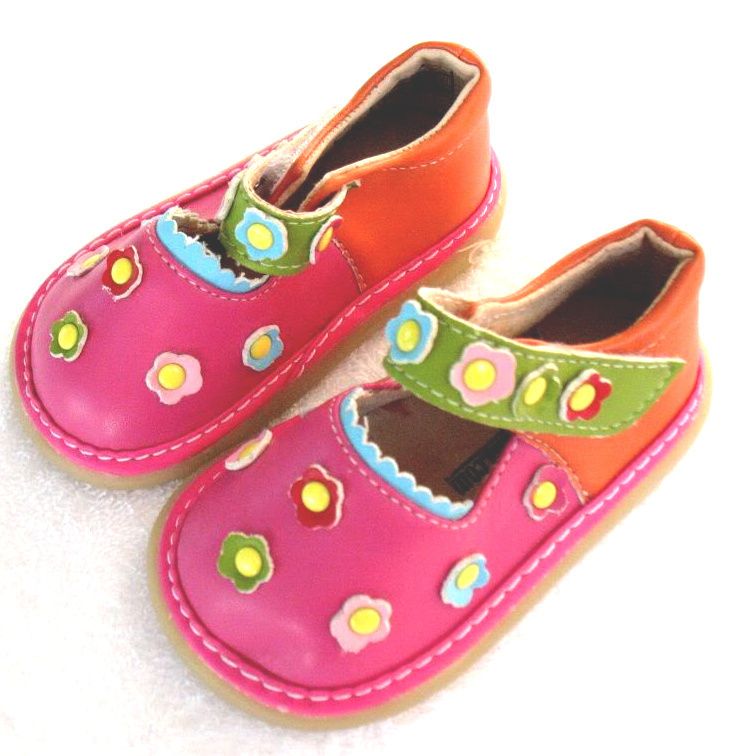 Girls Squeaky Shoes Tri Color Mary Jane size 4 5 6 7 8 9 Leather 