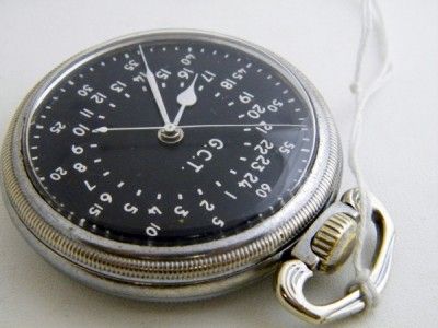   Pocket Watch 16 size 4992b hacking black dial Lots of pictures  