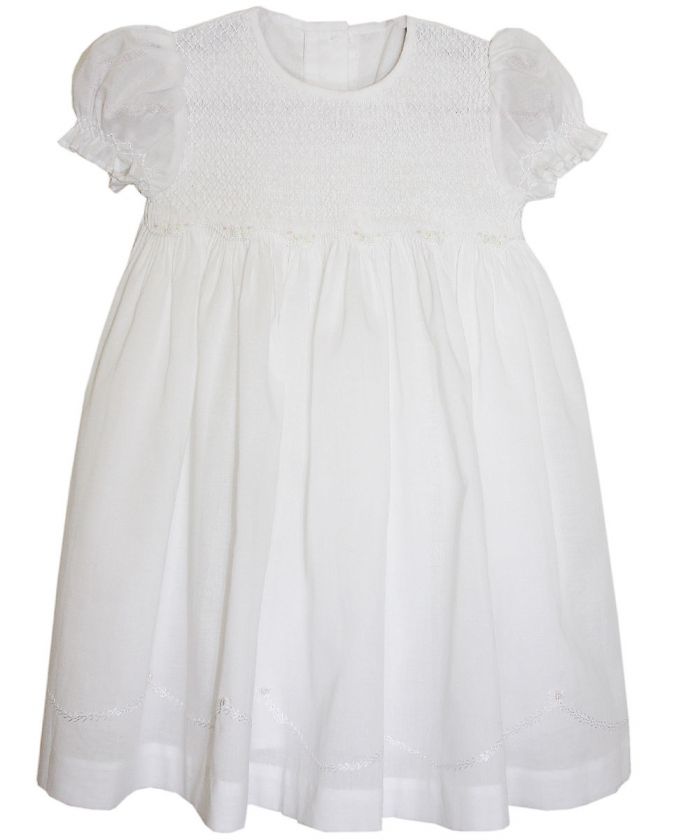   smocked dress in cotton, Christening, Baptism or Flower Girl.  