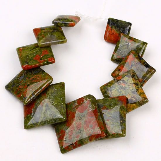 10 20mm Unakite Epidote Gem Square Pendant Beads 11pcs  