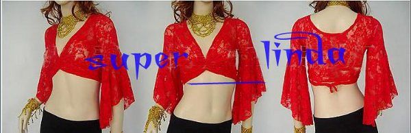 Belly Dance Bolero Lace Top Flared Blouse 10 Color BK  
