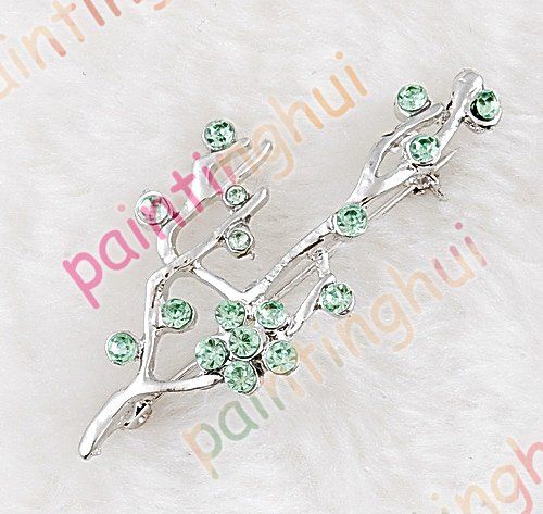 Free tree Brooch Pin W with Swarovski Crystal green  