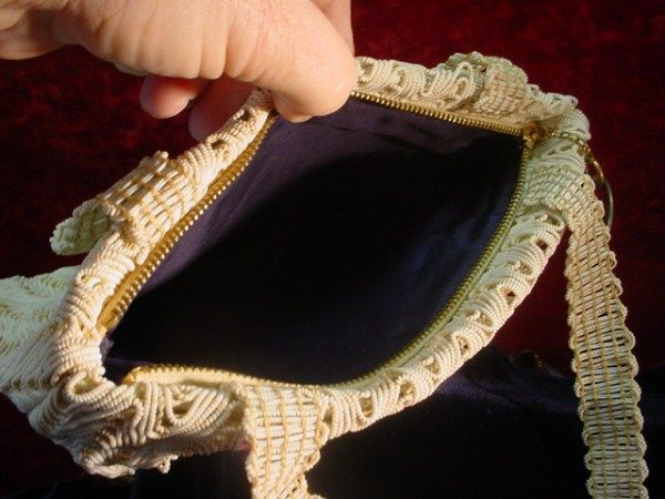 Vintage 1920s Beaded Plastic Handled HANDBAG PURSE  