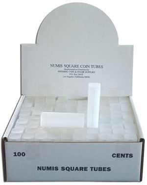 10 Numis Brand Square Coin Tubes for Pennies Cent  