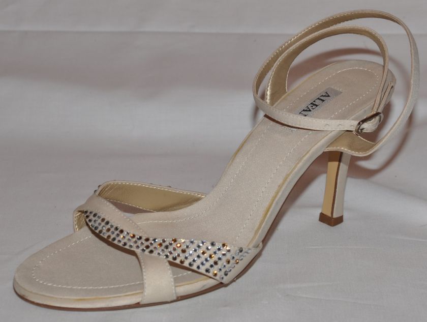 ALFANI Atlantic Beige Rhinestone Strappy Evening Shoes  