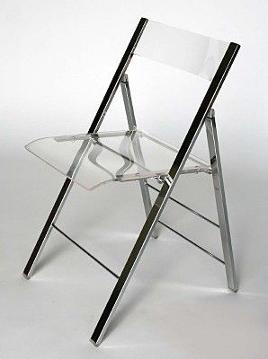 Set of 2 Acrylic Modern Accent Folding Dining Chairs  