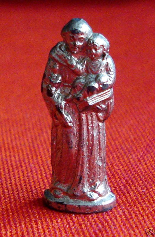 ST ANTHONY OF PADUA VINTAGE MINIATURE FIGURE STATUE  