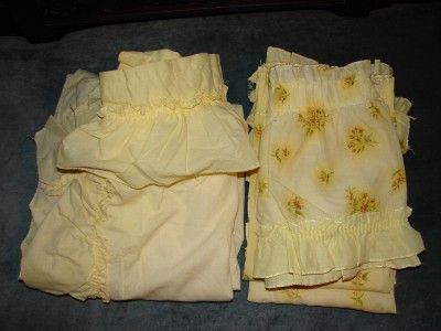 Vintage Yellow Flower Cottage Kitchen Curtains  