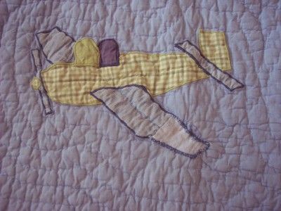 Pottery Barn Airplane Quilt  Matching Shams Full/Queen  