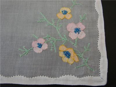 VINTAGE COCKTAIL NAPKINS MADEIRA ORGANDY PASTEL FLOWERS MINT UNUSED 