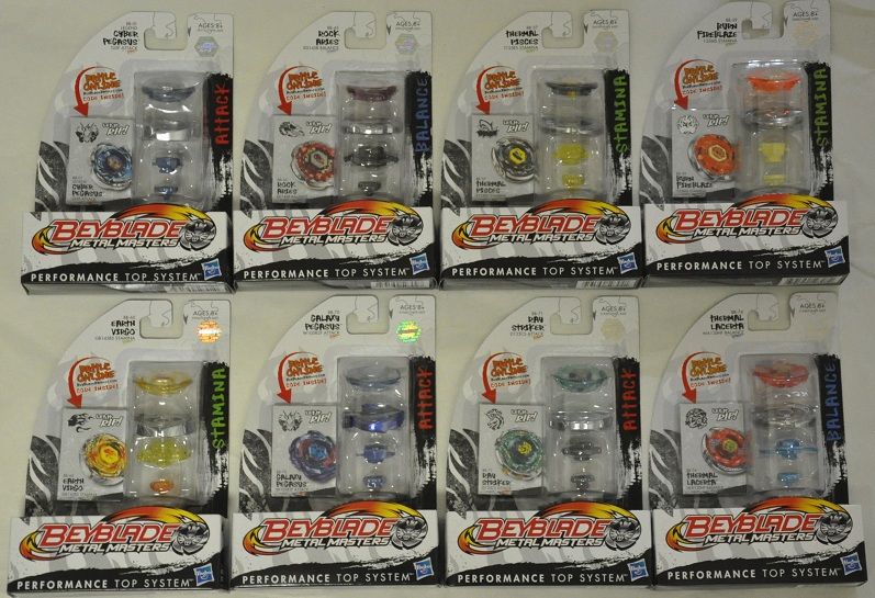 BEYBLADE Metal Masters LOT of 8 Tops Cyber Pegasus Galaxy Virgo Aries 